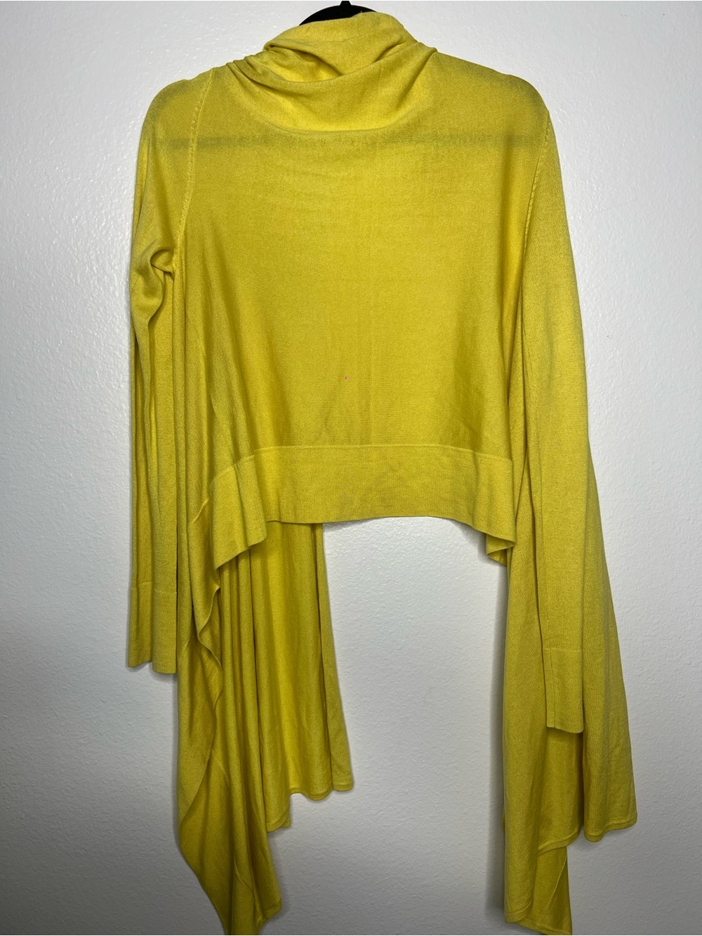 BCBGMAXAZRIA Yellow Silk Wool Draped Knit Sweater, Size M/L - Picture 6 of 8